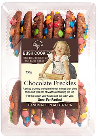 BUSH COOKIES 12x250gm CHOCOLATE FRECKLES