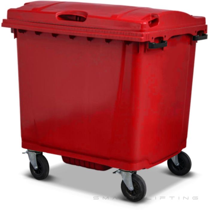 MGB1100-RR // Simpro 1100L Red Wheelie Bin, HDPE, with 4x 200mm castors