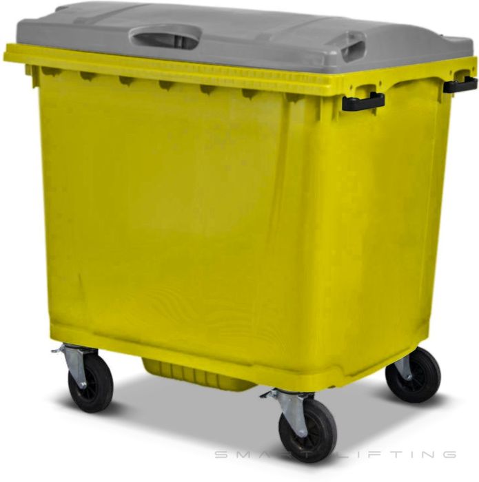 MGB1100-YS // Simpro 1100L Wheelie Bin, Yellow/Silver HDPE, with 4x 200mm castors