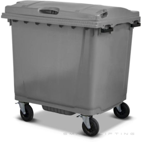 MGB1100-SS // Simpro 1100L Silver Wheelie Bin, HDPE, with 4x 200mm castors