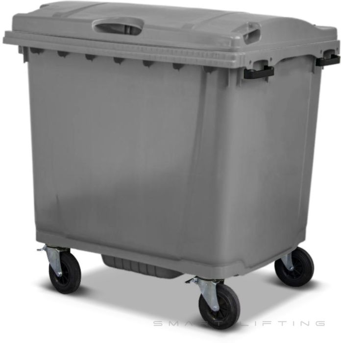 MGB1100-SS // Simpro 1100L Silver Wheelie Bin, HDPE, with 4x 200mm castors