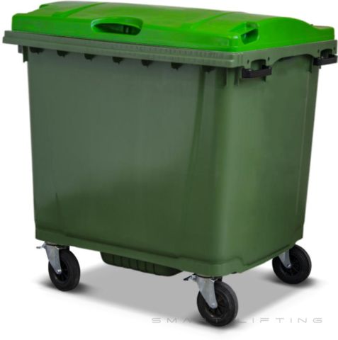 MGB1100-GL // Simpro 1100L Wheelie Bin, Green/Lime HDPE, with 4x 200mm castors