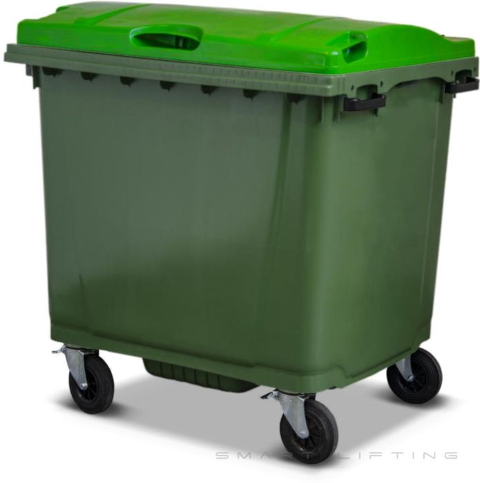 MGB1100-GL // Simpro 1100L Wheelie Bin, Green/Lime HDPE, with 4x 200mm castors