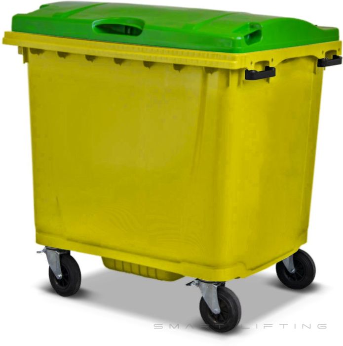 MGB1100-YL // Simpro 1100L Yellow/Lime Wheelie Bin, HDPE, with 4x 200mm castors