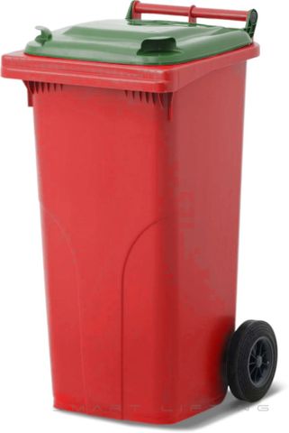 MGB120-RG // Simpro 120L Red/Green Wheelie Bin, HDPE, with 2x 200mm outset wheels