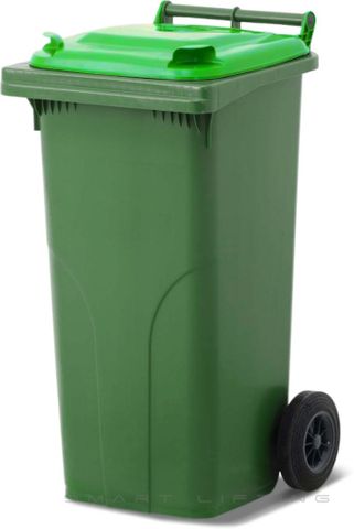 MGB120-GL // Simpro 120L Green/Lime Wheelie Bin, HDPE, with 2x 200mm outset wheels