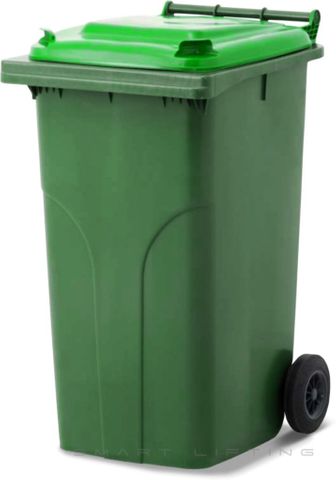 MGB240-GL // Simpro 240L Wheelie Bin, Green/Lime HDPE, with 2x 200mm outset wheels