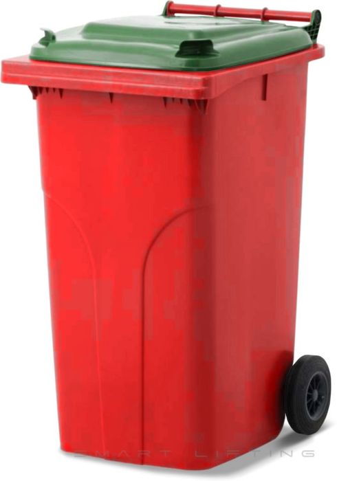 MGB240-RG // Simpro 240L Red/Green Wheelie Bin, HDPE, with 2x 200mm outset wheels