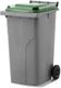 MGB240-SG // Simpro 240L Wheelie Bin, Silver/Green HDPE, with 2x 200mm outset wheels