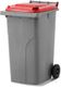 MGB240-SR // Simpro 240L Wheelie Bin, Silver/Red HDPE, with 2x 200mm outset wheels