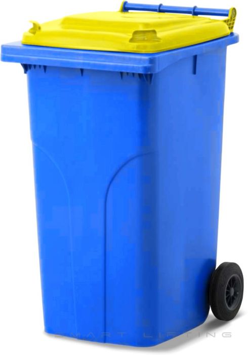 MGB240-BY // Simpro 240L Blue/Yellow Wheelie Bin, HDPE, with 2x 200mm outset wheels