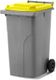 MGB240-SY // Simpro 240L Wheelie Bin, Silver/Yellow HDPE, with 2x 200mm outset wheels