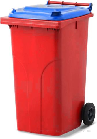 MGB240-RB // Simpro 240L Wheelie Bin, Red/Blue HDPE, with 2x 200mm outset wheels