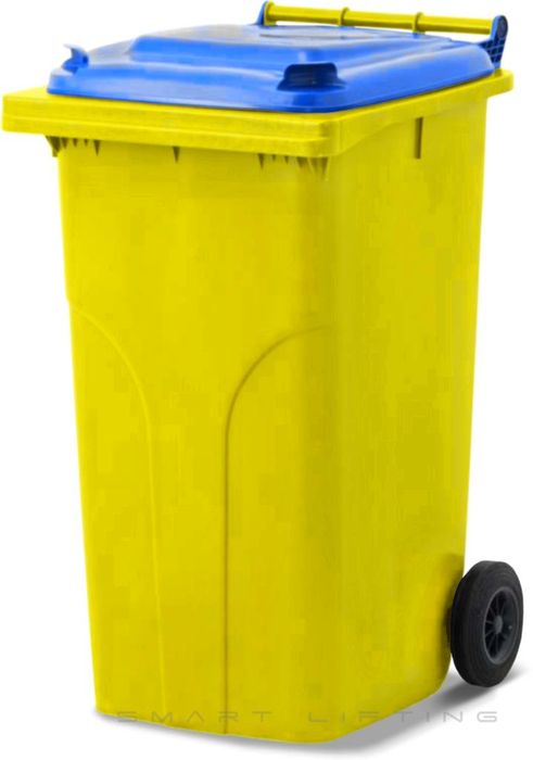 MGB240-YB // Simpro 240L Yellow/Blue Wheelie Bin, HDPE, with 2x 200mm outset wheels