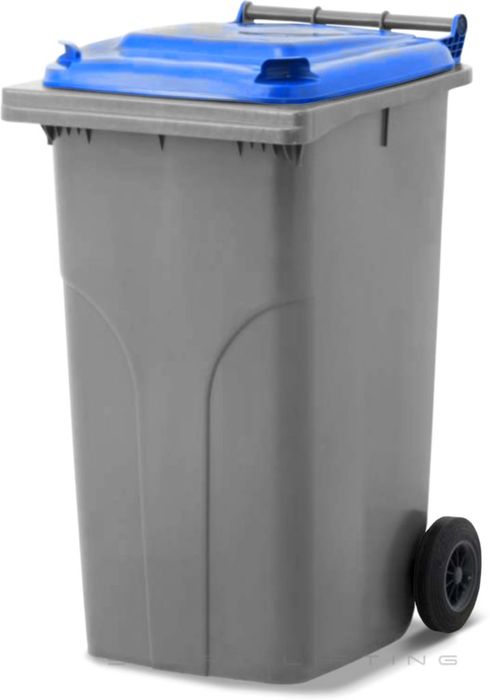 MGB240-SB // Simpro 240L Silver/Blue Wheelie Bin, HDPE, with 2x 200mm outset wheels