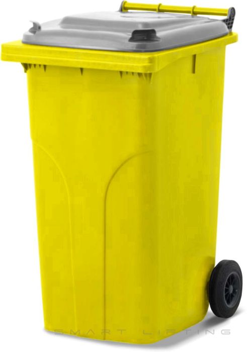 MGB240-YS // Simpro 240L Wheelie Bin, Yellow/Silver HDPE, with 2x 200mm outset wheels