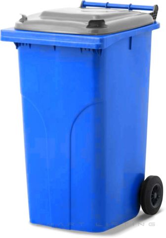 MGB240-BS // Simpro 240L Wheelie Bin, Blue/Silver HDPE, with 2x 200mm outset wheels