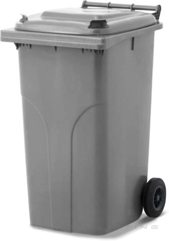 MGB240-SS // Simpro 240L Silver Wheelie Bin, HDPE, with 2x 200mm outset wheels