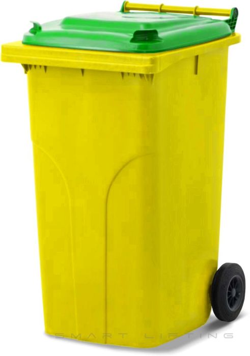 MGB240-YL // Simpro 240L Wheelie Bin, Yellow/Lime HDPE, with 2x 200mm outset wheels