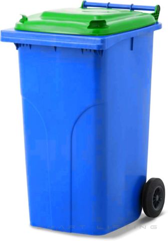 MGB240-BL // Simpro 240L Wheelie Bin, Blue/Lime HDPE, with 2x 200mm outset wheels