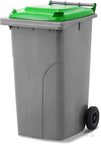 MGB240-SL // Simpro 240L Wheelie Bin, Silver/Lime HDPE, with 2x 200mm outset wheels