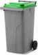 MGB240-SL // Simpro 240L Wheelie Bin, Silver/Lime HDPE, with 2x 200mm outset wheels