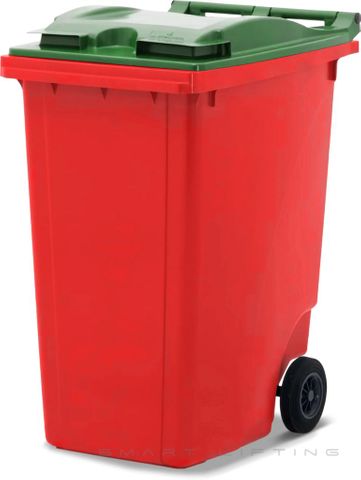 MGB360-RG // Simpro 360L Wheelie Bin, Red/Green HDPE, with 2x 200mm inset wheels