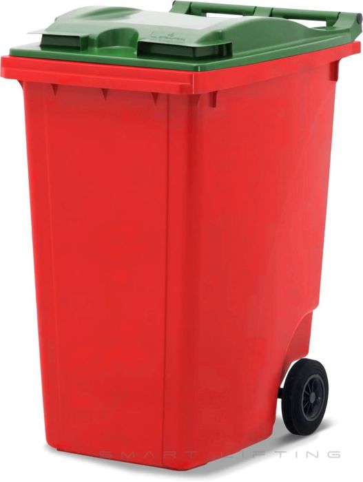 MGB360-RG // Simpro 360L Wheelie Bin, Red/Green HDPE, with 2x 200mm inset wheels