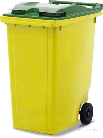 MGB360-YG // Simpro 360L Wheelie Bin, Yellow/Green HDPE, with 2x 200mm inset wheels