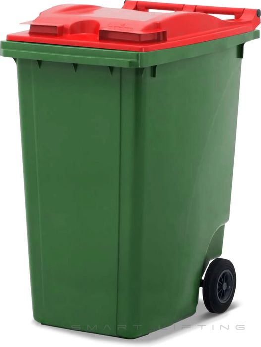 MGB360-GR // Simpro 360L Green/Red Wheelie Bin, HDPE, with 2x 200mm inset wheels