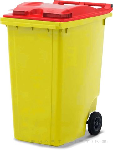 MGB360-YR // Simpro 360L Wheelie Bin, Yellow/Red HDPE, with 2x 200mm inset wheels