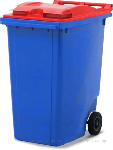 MGB360-BR // Simpro 360L Blue/Red Wheelie Bin, HDPE, with 2x 200mm inset wheels