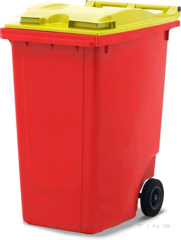 MGB360-RY // Simpro 360L Wheelie Bin, Red/Yellow HDPE, with 2x 200mm inset wheels