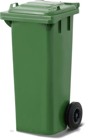 MGB80-GG // Simpro 80L Green Wheelie Bin, HDPE, with 2x 200mm outset wheels