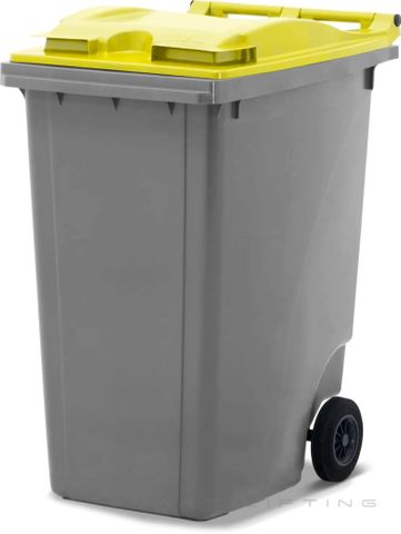 MGB360-SY // Simpro 360L Silver/Yellow Wheelie Bin, HDPE, with 2x 200mm inset wheels