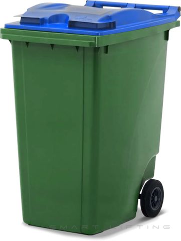 MGB360-GB // Simpro 360L Wheelie Bin, Green/Blue HDPE, with 2x 200mm inset wheels