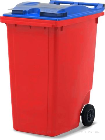 MGB360-RB // Simpro 360L Wheelie Bin, Red/Blue HDPE, with 2x 200mm inset wheels