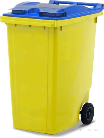 MGB360-YB // Simpro 360L Wheelie Bin, Yellow/Blue HDPE, with 2x 200mm inset wheels