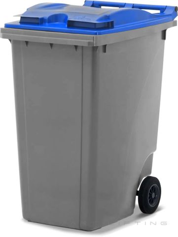 MGB360-SB // Simpro 360L Wheelie Bin, Silver/Blue HDPE, with 2x 200mm inset wheels