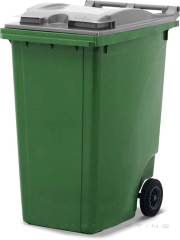 MGB360-GS // Simpro 360L Wheelie Bin, Green/Silver HDPE, with 2x 200mm inset wheels