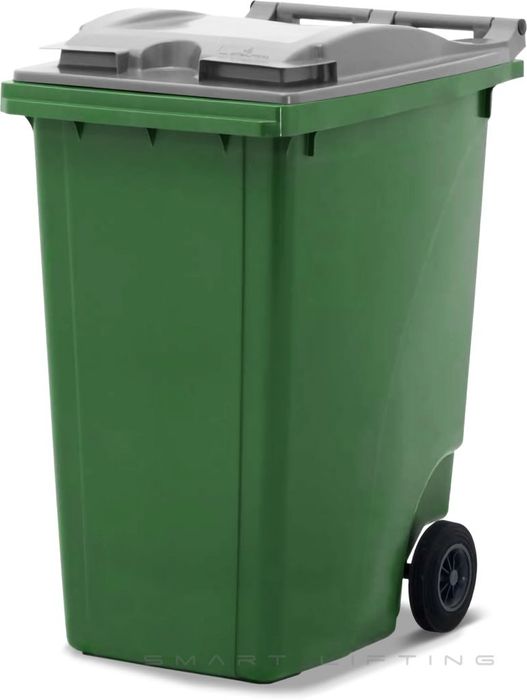 MGB360-GS // Simpro 360L Green/Silver Wheelie Bin, HDPE, with 2x 200mm inset wheels