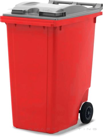 MGB360-RS // Simpro 360L Wheelie Bin, Red/Silver HDPE, with 2x 200mm inset wheels