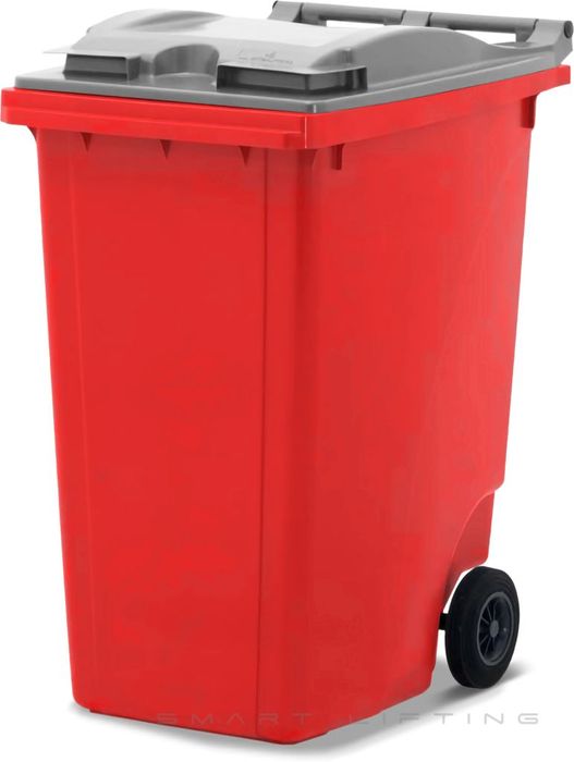 MGB360-RS // Simpro 360L Red/Silver Wheelie Bin, HDPE, with 2x 200mm inset wheels