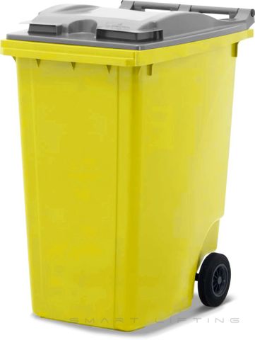 MGB360-YS // Simpro 360L Yellow/Silver Wheelie Bin, HDPE, with 2x 200mm inset wheels