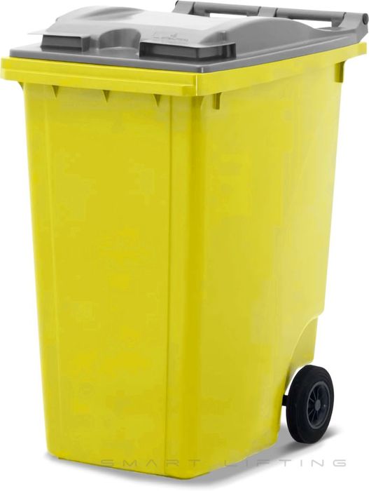 MGB360-YS // Simpro 360L Wheelie Bin, Yellow/Silver HDPE, with 2x 200mm inset wheels