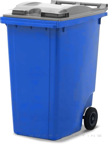 MGB360-BS // Simpro 360L Blue/Silver Wheelie Bin, HDPE, with 2x 200mm inset wheels