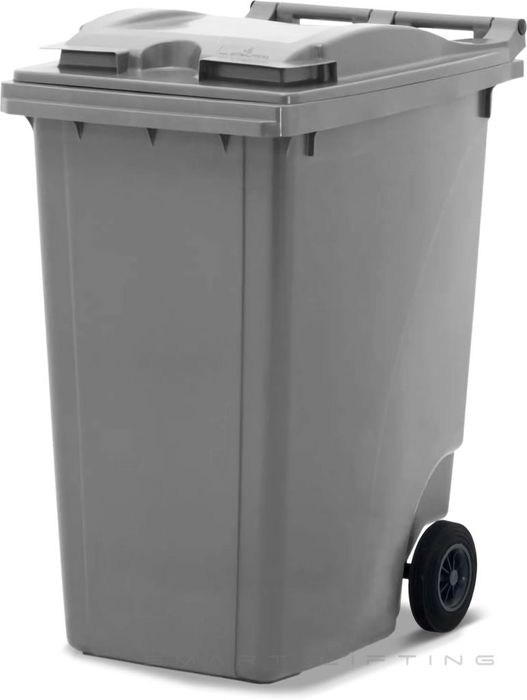 MGB360-SS // Simpro 360L Silver Wheelie Bin, HDPE, with 2x 200mm inset wheels