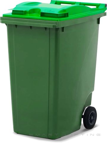 MGB360-GL // Simpro 360L Green/Lime Wheelie Bin, HDPE, with 2x 200mm inset wheels