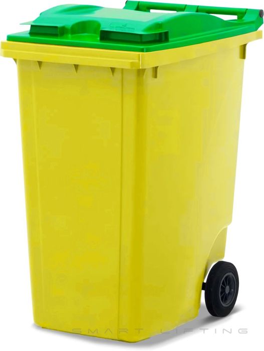 MGB360-YL // Simpro 360L Wheelie Bin, Yellow/Lime HDPE, with 2x 200mm inset wheels