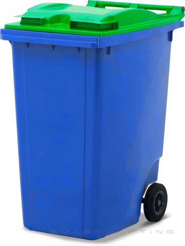 MGB360-BL // Simpro 360L Blue/Lime Wheelie Bin, HDPE, with 2x 200mm inset wheels